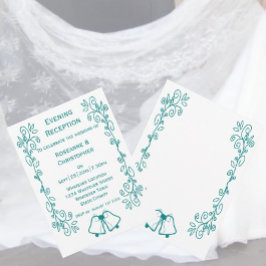 Teal Klockor Scrollwork Wedding Reception Inbjudningar