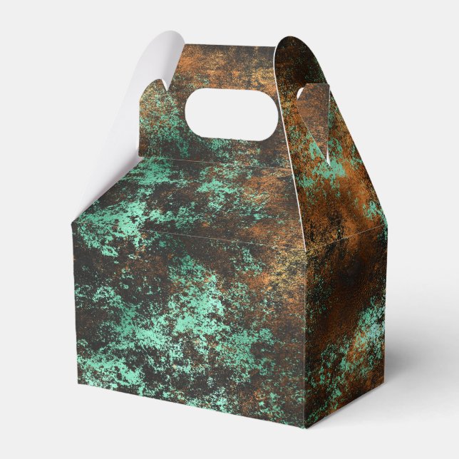 Teal Koppar Metallisk Patina Presentaskar (Framsidan Sidan)