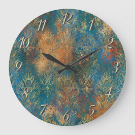 Teal Koppar Patina Stor Klocka