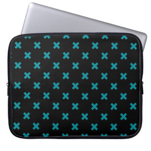Teal kor stygn på svart laptop fodral