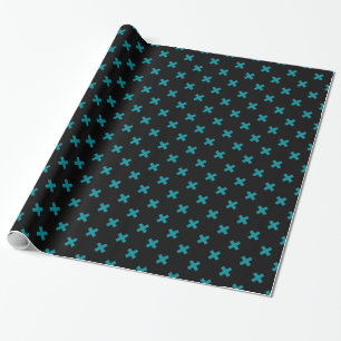 Teal kor stygn på svart presentpapper