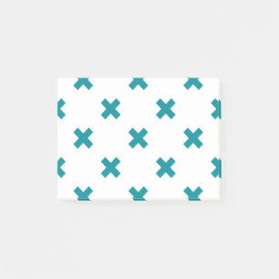 Teal kor stygn på vitt post-it block