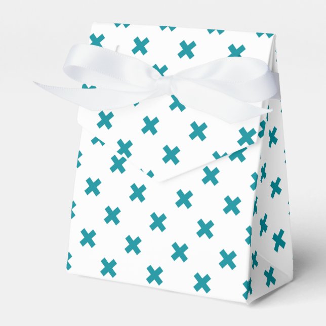 Teal kor stygn på vitt presentaskar (Framsidan Sidan)