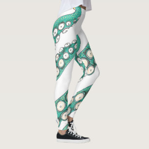 Teal Kraken Octopus Tentacles Bläck Art Leggings