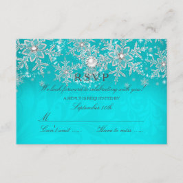 Teal Kristall Pärl Snöflinga Silver Vinter RSVP OSA Kort