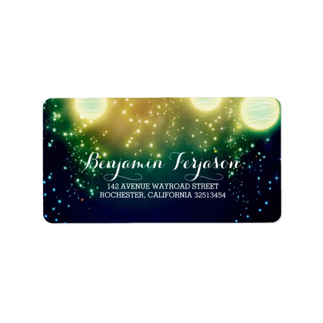 Teal Lantern Ljus Romantic Bröllop Adressetikett (Framsidan)