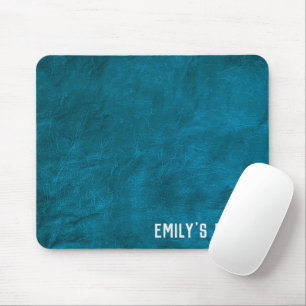 Teal Leather med Silver Namn Musmatta