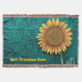 Teal Leather Tooled Gult Solros Best Grandma Filt