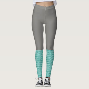 Teal Leg Warmer Blue Grått Leggings Socks Sticka
