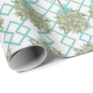 Teal Lemon Topiary Robin's Egg Blue Presentpapper
