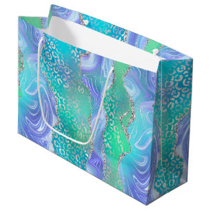Teal Leopard Agat Glam Abstract Stenmönster