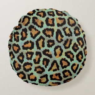 Teal leopard, chic, djurtryck dekorativ kudde