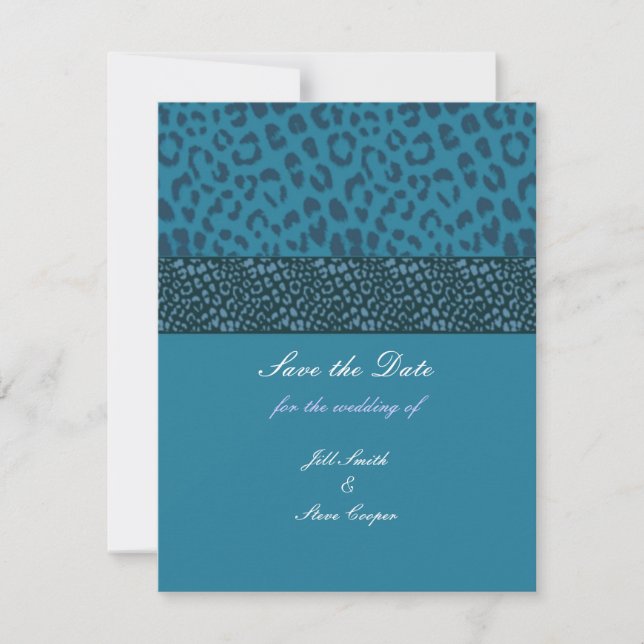 Teal Leopard Mönster Spara Datum Datumet (Framsida)