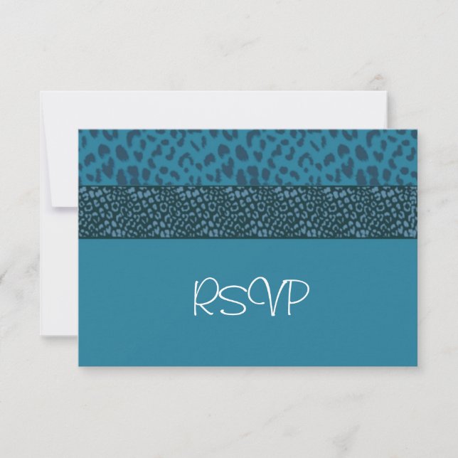 Teal Leopard Päls Mönster RSVP OSA Kort (Framsida)
