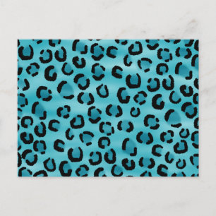 Teal Leopard Skriv ut Mönster. Vykort
