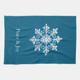 Teal Light Blue White Snowflake-jul Kökshandduk