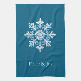 Teal Light Blue White Snowflake-jul Kökshandduk