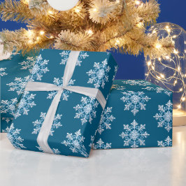 Teal Light Blue White Snowflake-jul Presentpapper