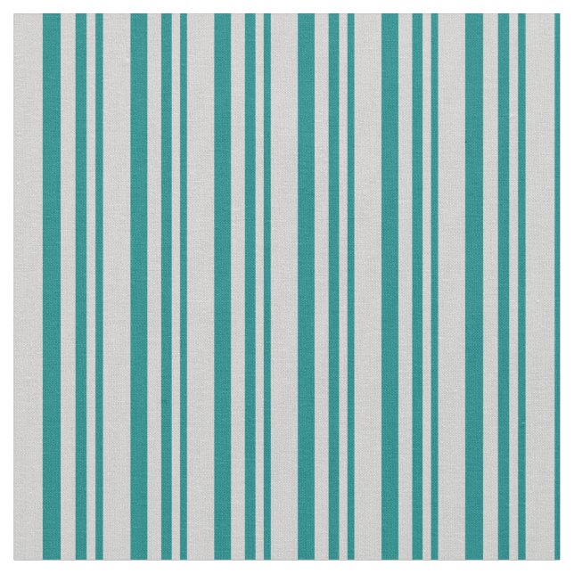 Teal & Light Grått Linjer Mönster Tyg (Närbild)