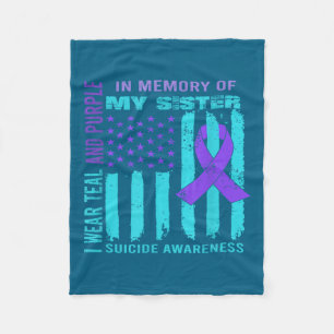 Teal lila band Suicide Awareness Flag syster B Fleecefilt