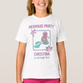 Teal Lila Black Girl Sjöjungfru Födelsedagsfest T Shirt