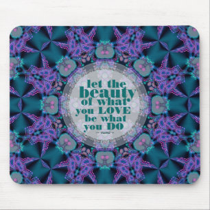Teal+Lila GeoFractal Art Quote Mousepad Musmatta