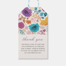 Teal Lila Gult Vår Meadow Flowers Bröllop Presentetikett