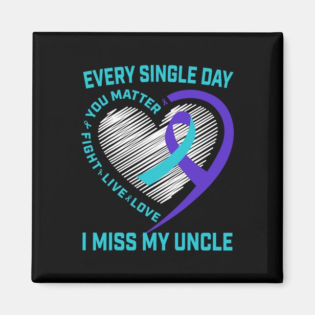 Teal Lila Heart farbror Suicide Awareness Preventi Magnet (Framsidan)
