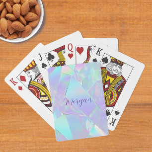 Teal & Lila Iridescent Design, skript Namn Casinokort