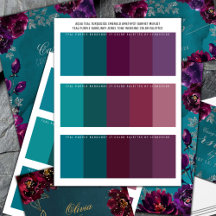 Teal Lila Jewel Tone Bröllop Färg Palettes