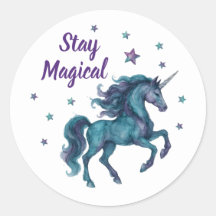 Teal & Lila Magic Unicorn Stickers