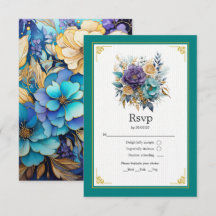 Teal, lila och guld blomsterbröllop