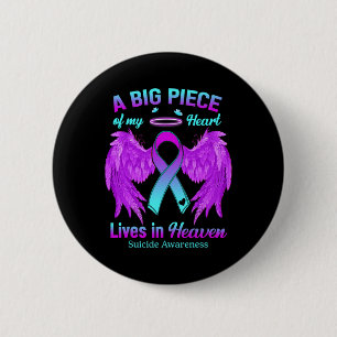 Teal Lila Ribbon Angel Vinge Suicide Awareness me Knapp