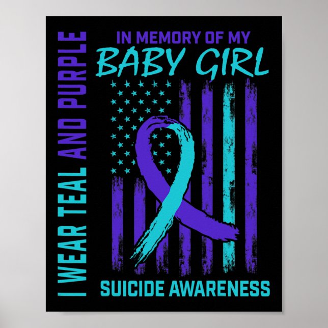 Teal Lila Ribbon Ba Poster (Framsidan)