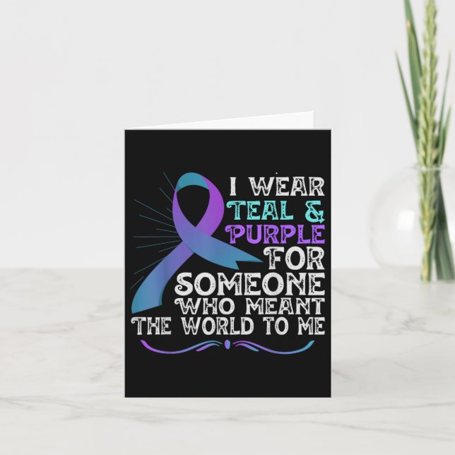 Teal Lila Ribbon for Suicide Prevention Awarenes Kort (Framsida)