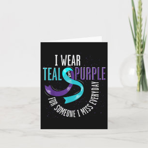 Teal Lila Ribbon Mental Health Suicide Preventio Kort