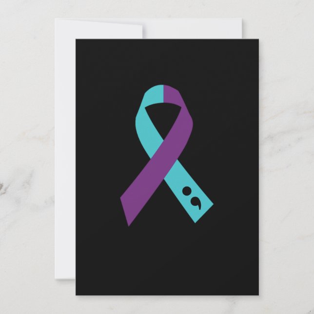 Teal Lila Ribbon Semicolon Suicide Prevention Spara Datumet (Framsida)
