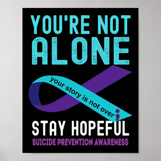 Teal Lila Ribbon stöder självmordsförebyggande kri Poster (Framsidan)