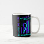 Teal Lila Ribbon Suicide Awareness Flagga Jag sakn Kaffemugg<br><div class="desc">Teal Lila Ribbon Suicide Awareness Flagga Jag missar min bror</div>