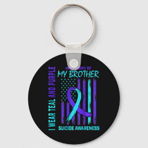 Teal Lila Ribbon Suicide Awareness Flagga Jag sakn Nyckelring