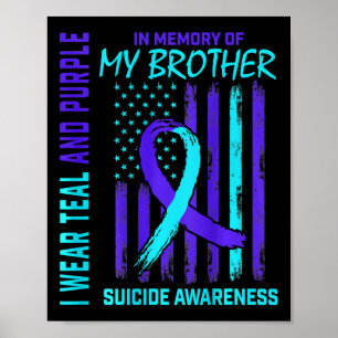 Teal Lila Ribbon Suicide Awareness Flagga Jag sakn Poster