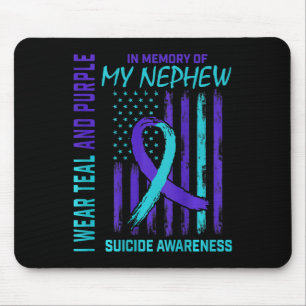 Teal Lila Ribbon Suicide Awareness Flagga Nephew B Musmatta