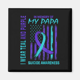 Teal Lila Ribbon Suicide Awareness Flagga Pappa Ba Magnet