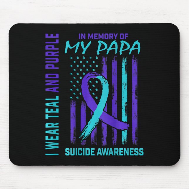 Teal Lila Ribbon Suicide Awareness Flagga Pappa Ba Musmatta (Framsidan)