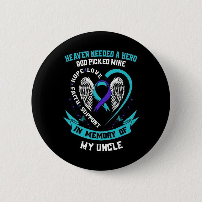 Teal Lila Ribbon Suicide Awareness Shirt farbror M Knapp (Framsida)