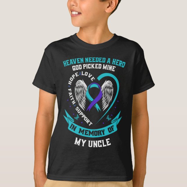 Teal Lila Ribbon Suicide Awareness Shirt farbror M T (Framsida)