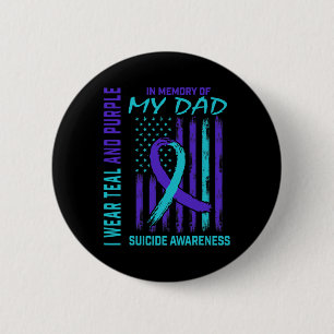 Teal Lila Ribbon till minne av Pappa Suicide Aware Knapp