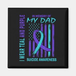 Teal Lila Ribbon till minne av Pappa Suicide Aware Magnet