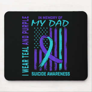 Teal Lila Ribbon till minne av Pappa Suicide Aware Musmatta
