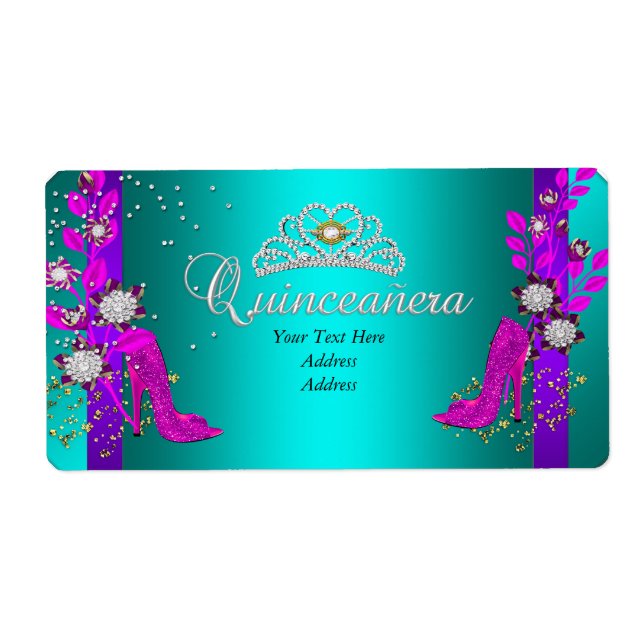 Teal Lila Shock rosa Quinceanera Fraktsedel (Framsidan)